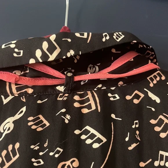 ModCloth Music Note Print Blouse with Removable Neck Tie NWOT XL - Picture 7 of 7